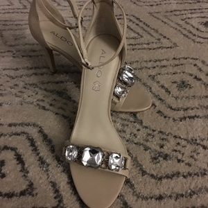 Aldo nude jeweled heels